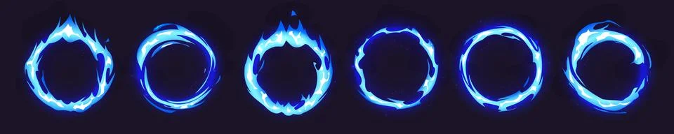 Blue fire rings set Stock Illustration