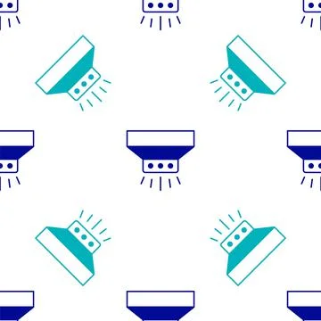Blue Fire sprinkler system icon isolated seamless pattern on white background 스톡 일러스트