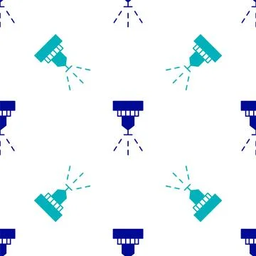 Blue Fire sprinkler system icon isolated seamless pattern on white background Stock Illustration