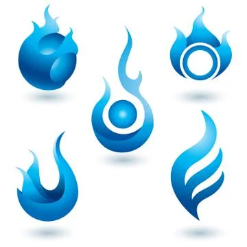 Blue fire symbol icon Stock Illustration
