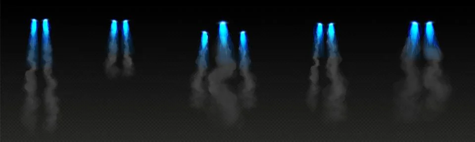 Blue fire trails of jet or rocket flight Stock Illustration