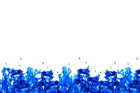 Blue fire wall on the bottom of white background Stock Photos