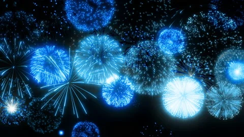 Blue fire works particle effect animation Stock-Footage 207941361