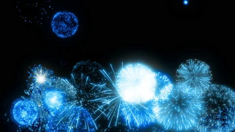 Blue fire works particle effect animation Stock-Footage 207944024