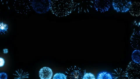 Blue fire works particle effect animation Stock Footage 207955443