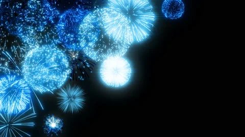 Blue fire works particle effect animation Stock Footage 207957878