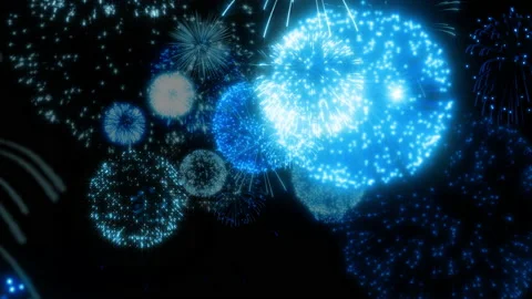 Blue fire works particle effect animation Stock Footage 207994337
