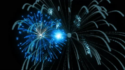 Blue fire works particle effect animation Stock Footage 207994551