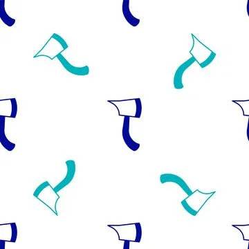 Blue Firefighter axe icon isolated seamless pattern on white background. Fire 스톡 일러스트