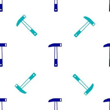 Blue Firefighter axe icon isolated seamless pattern on white background. Fi.. Stock Illustration