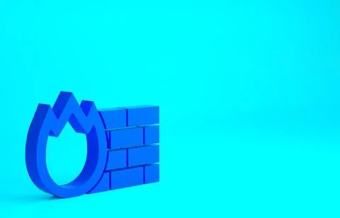 Blue Firewall, security wall icon isolated on blue background. Minimalism con 库存插图