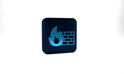 Blue Firewall, security wall icon isolated on grey background. Blue square Stock Illustration