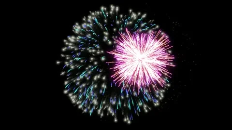 Blue firework explosion isolated on black background for celebration and Stock Footage 344917965
