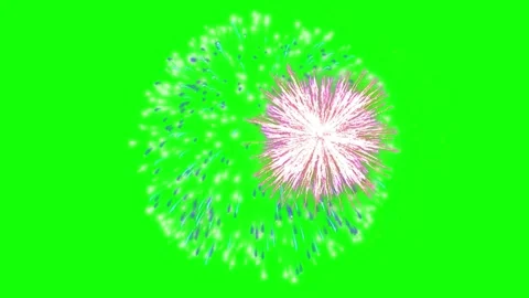 Blue firework explosion isolated on green screen background for easy Stock Footage 344918038