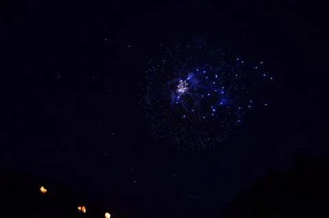 Blue Firework fired in Versailles Stock Photos
