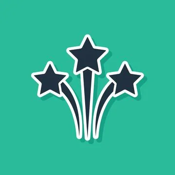 Blue Firework icon isolated on green background. Concept of fun party. Explosive Stock Illustration