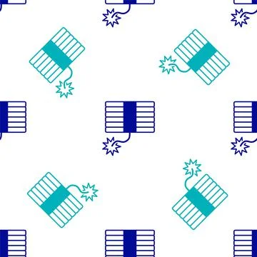 Blue Firework icon isolated seamless pattern on white background. Concept of fun Illustrazione stock