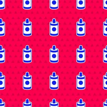 Blue Firework icon isolated seamless pattern on red background. Concept of fun Illustrazione stock