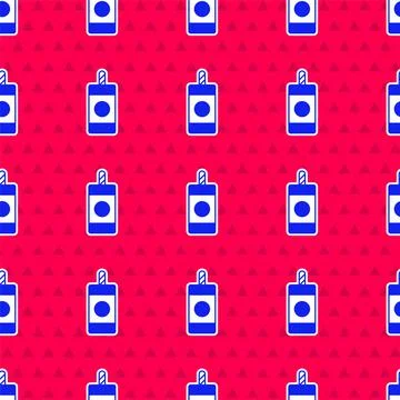 Blue Firework icon isolated seamless pattern on red background. Concept of fun Stock Illustration