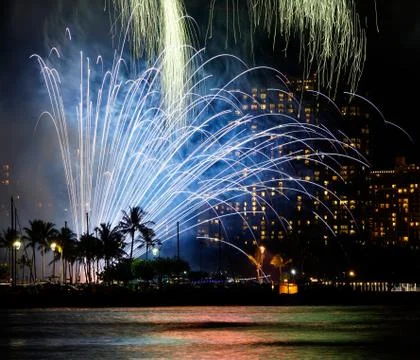Blue Firework Light Trails Stock Photos