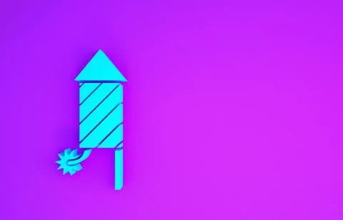 Blue Firework rocket icon isolated on purple background. Concept of fun party Stock Illustration
