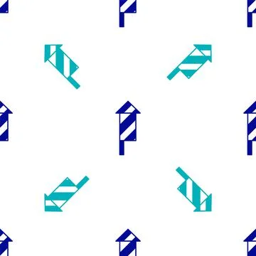 Blue Firework rocket icon isolated seamless pattern on white background. Concept Illustrazione stock