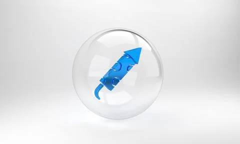 Blue Firework rocket icon isolated on grey background. Concept of fun party.  Stockillustratie