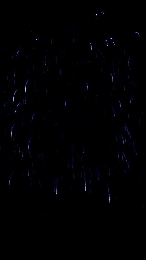 Blue Firework Willow Streamers and Spark Trails in Vertical Video Stock Footage 346414380