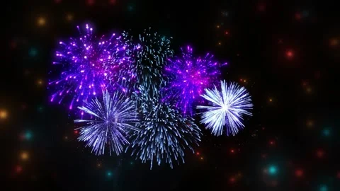 Blue fireworks exploding in night sky for New Year celebration and holiday Video stock 341907852