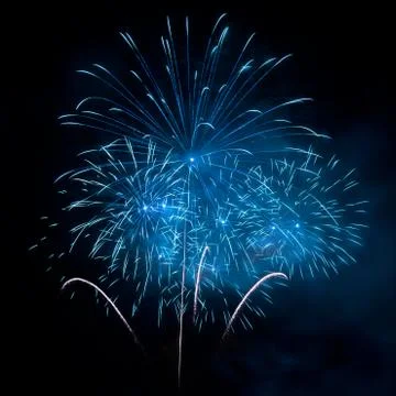 Blue fireworks Stock Photos