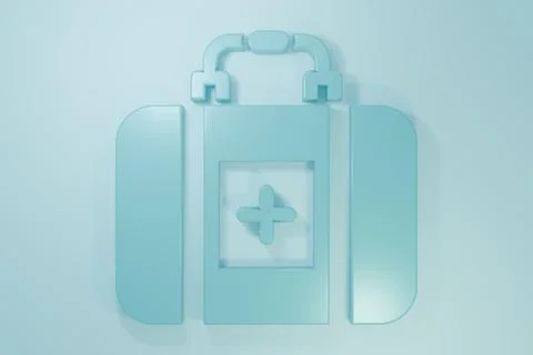 Blue First aid kit icon isolated on blue background. Medical box with cross.. Stock Illustration