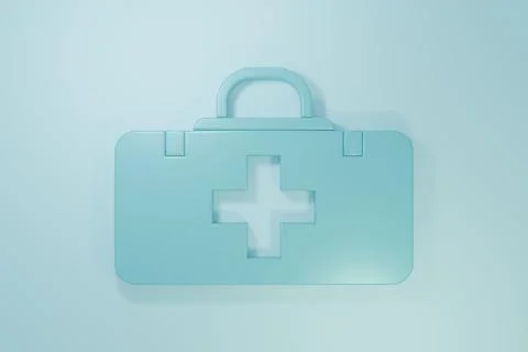 Blue First aid kit icon isolated on blue background. Medical box with cross.. Stock Illustration