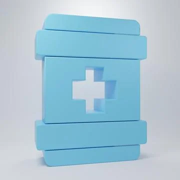 Blue First aid kit icon isolated on grey background. Medical box with cross.. Stock Illustration
