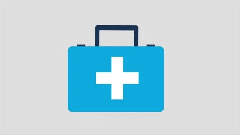 A blue first aid kit with a white cross concept loop animation video with a.. Video stock 266088191