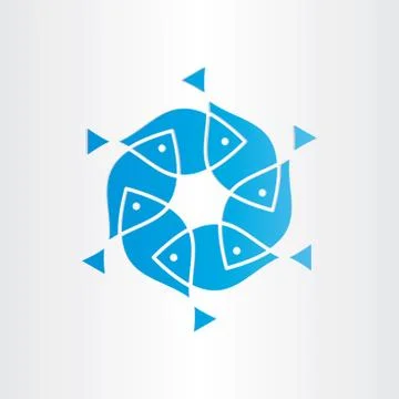 Blue fish in circle design element Stock Illustration