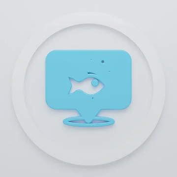 Blue Fish icon isolated on white background. Minimalism concept. 3D render .. Stock Illustration