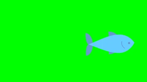 Blue fish isolated on a green background. Tuna. Fisheries. Canned fish. 2d flat Stock Footage 255697972