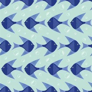 Blue Fish pattern Illustrazione stock