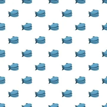 Blue fish pattern repeating on white background Stock Illustration