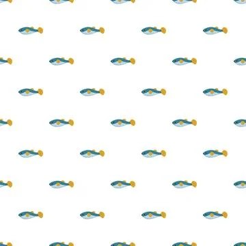 Blue fish pattern repeating on a white background Stock Illustration