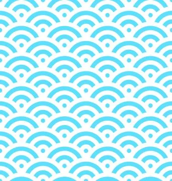 Blue fish scale background of concentric circles. Abstract seamless pattern Stock Illustration