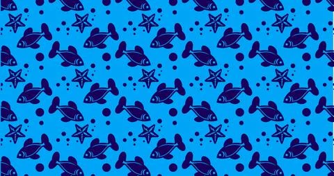 Blue fish seamless pattern Stock Illustration