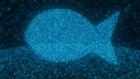 Blue Fish Shape Formation Of Space Star Sparkle Night Lights Glowing Stock Illustration