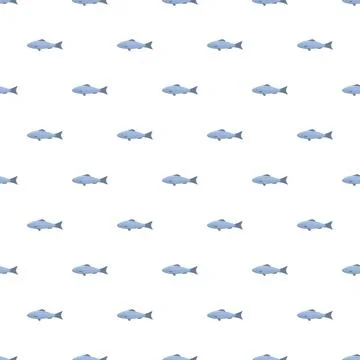 Blue fish swimming creating seamless pattern Illustrazione stock