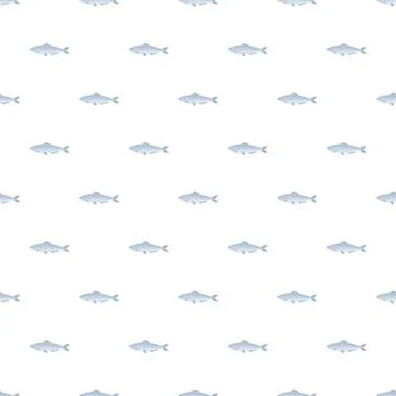 Blue fish swimming in seamless flat pattern Stock Illustration