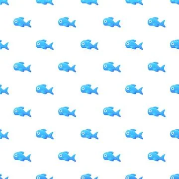 Blue fish swimming in seamless pattern background Illustrazione stock