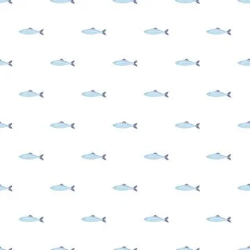 Blue fish swimming in seamless pattern Stock Illustration