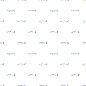 Blue fish swimming in seamless pattern background Stockillustratie