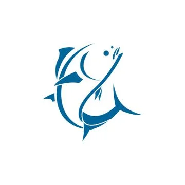 Blue fish tuna vector illustration on the white background Stock Illustration