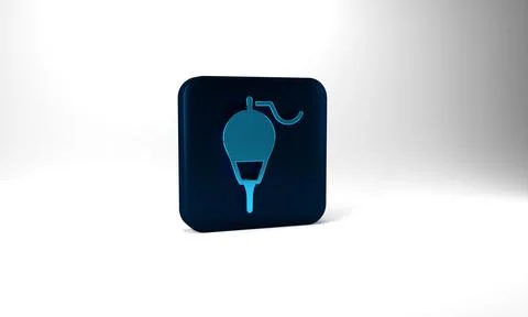 Blue Fishing float icon isolated on grey background. Fishing tackle. Blue square Stock Illustration